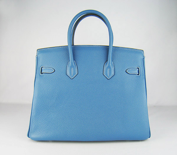 High Quality Fake Hermes 35CM Embossed Veins Leather Bag Bule 6089